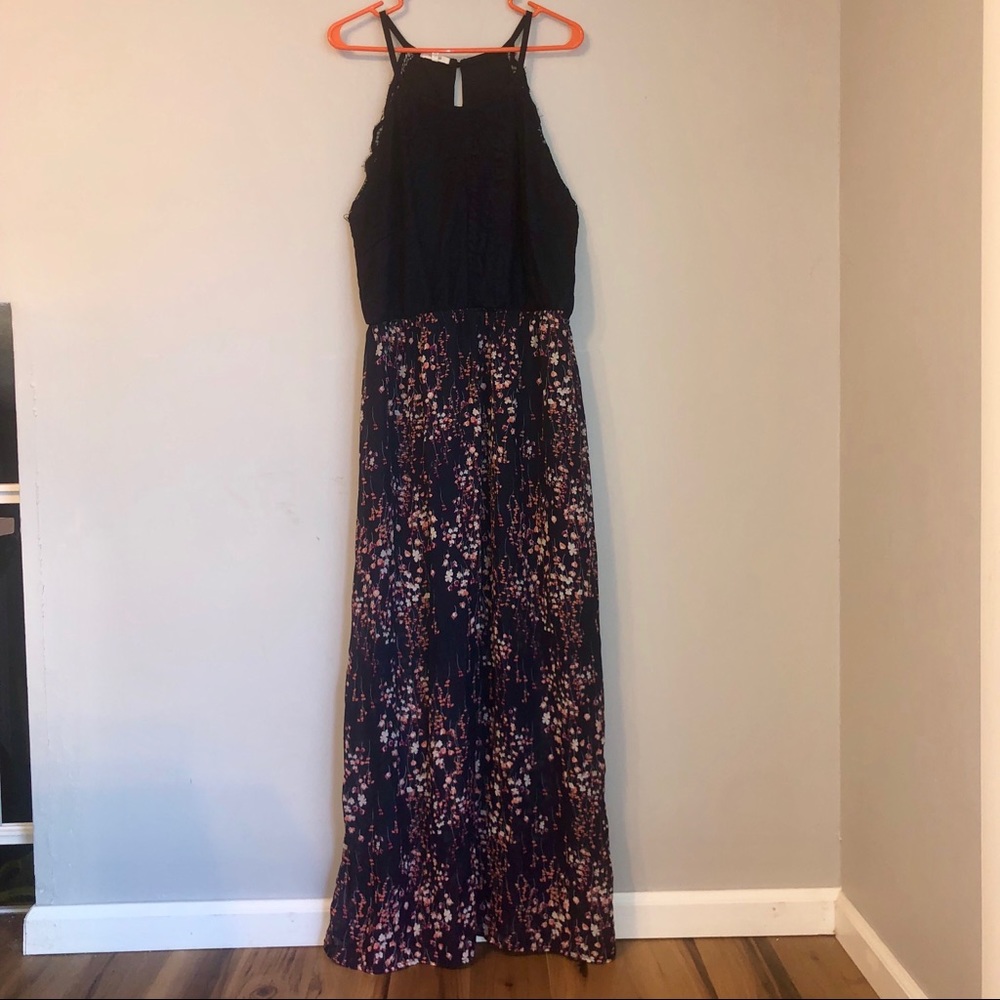 Maurice’s Floor Length Navy Floral Dress CL
